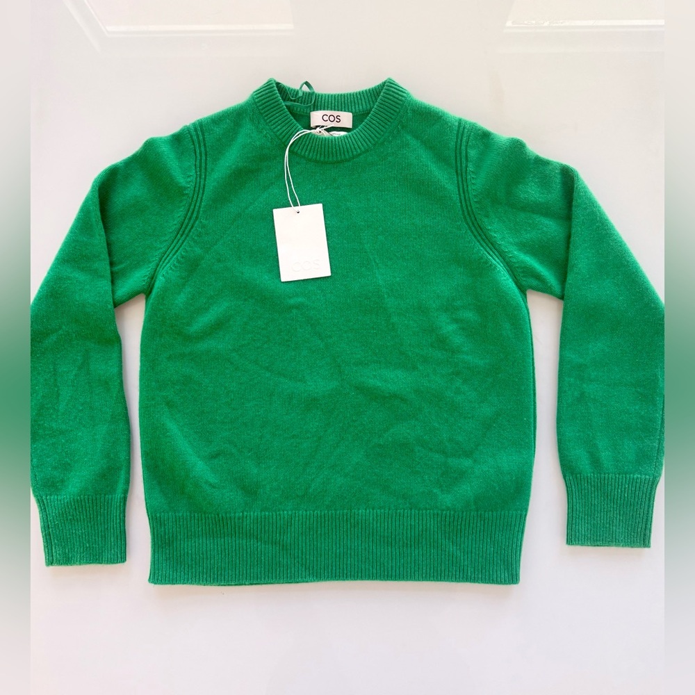 NWT! COS 100% CASHMERE crew neck pullover SWEATER in green Sz Xs - Picture 5 of 12